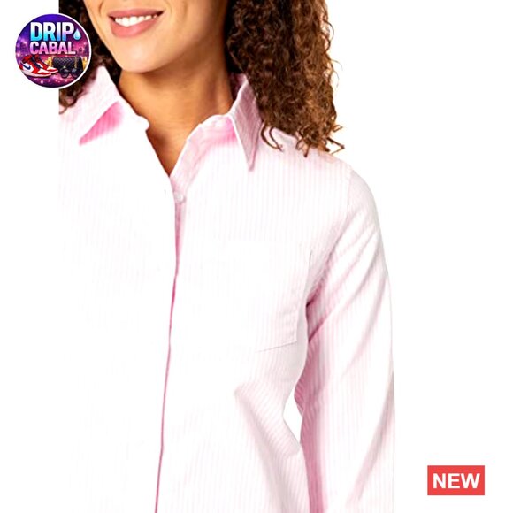 Long Sleeve Button Down Stretch Oxford Shirt Classic Preppy Chic Office Wear - Picture 3 of 7